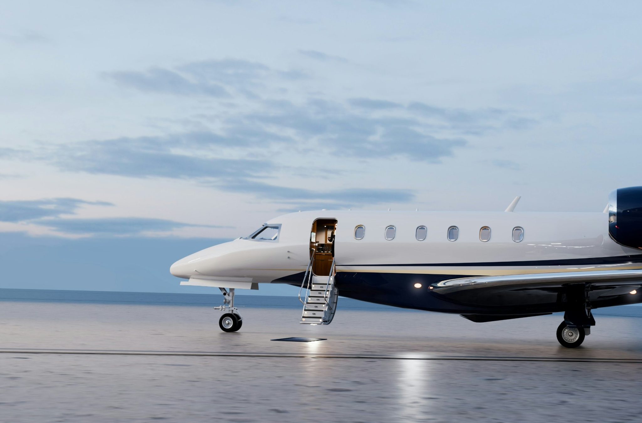 A private jet on the apron