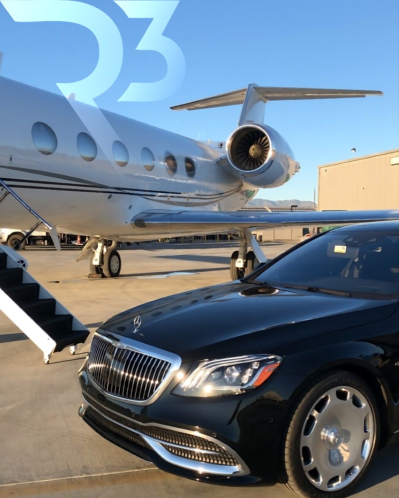 R3 Mercedes Maybach and Private Jet