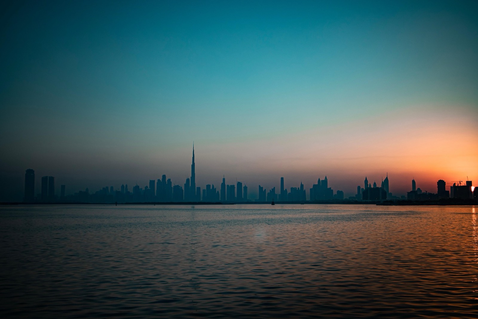 Dubai skyline at sunset